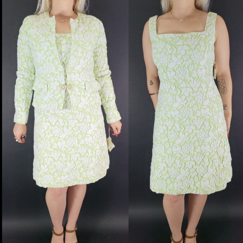 60s Deadstock Read's Fairfield Room Embroidered Floral Dress Set